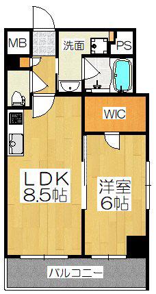 ベラジオ四条通(1LDK/9階)の間取り写真