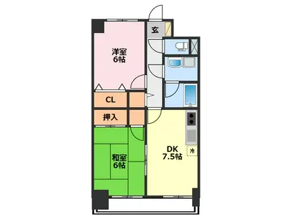 スカイヒルズ我孫子(2DK/3階)の間取り写真