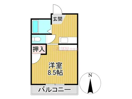 ライフコート御井(1K/2階)の間取り写真