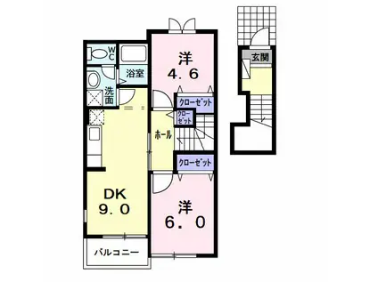 ブリッサB(2DK/2階)の間取り写真