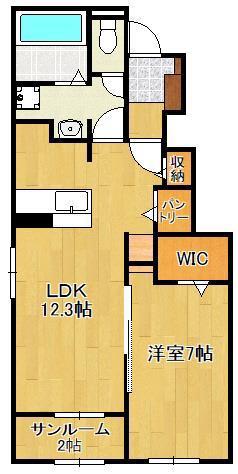 サングレイス橘 B(1LDK/1階)の間取り写真