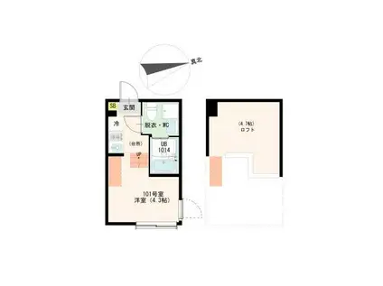 GRAND TERRACE AOI(ワンルーム/1階)の間取り写真