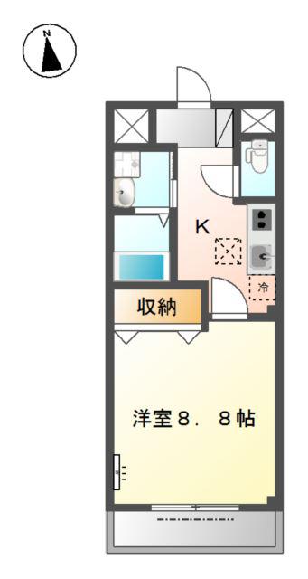 イーストサイド長良(1K/1階)の間取り写真