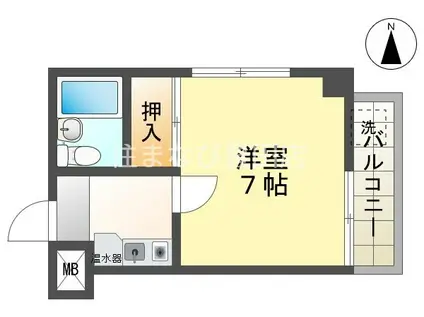 ハートイン山之手(1K/2階)の間取り写真