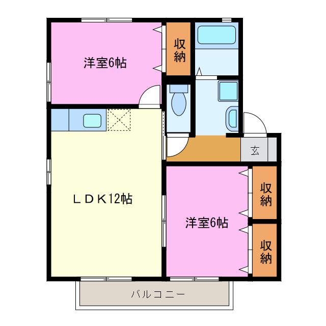 ROYAL GARDEN桜台A・B・C・D・E・F・G・H(2LDK/2階)の間取り写真