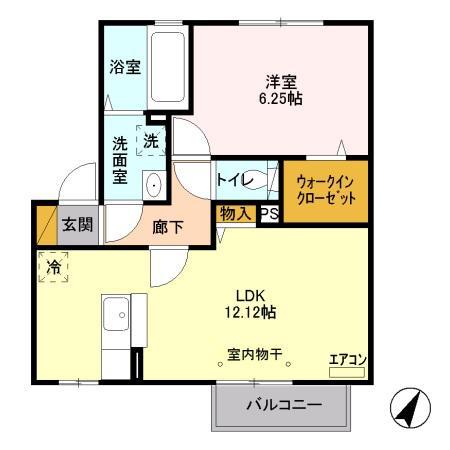 メール・ド・ルミエールB(1LDK/2階)の間取り写真