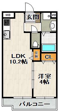 グランジュテ売布 GRANDJETE(1LDK/1階)の間取り写真