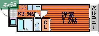 昭和ハイム東古松(1K/2階)の間取り写真