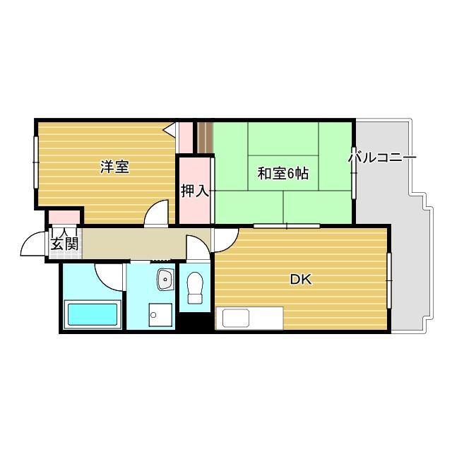 センターコート(2DK/4階)の間取り写真