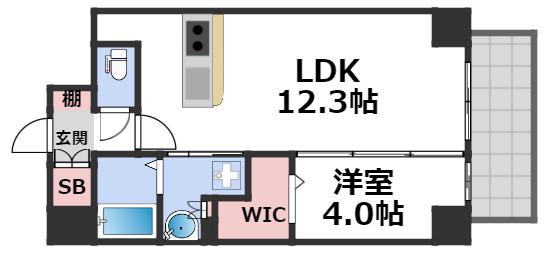 LEGALAND難波南(1LDK/3階)の間取り写真