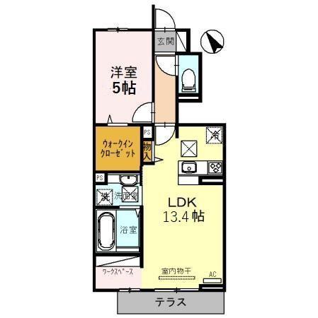 オリーブコート(1LDK/1階)の間取り写真
