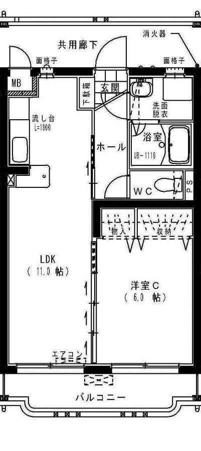 ラシーヌ平和台(1LDK/2階)の間取り写真