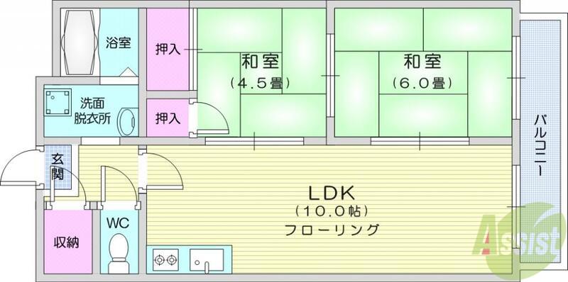 ファミール愛宕(2LDK/4階)の間取り写真