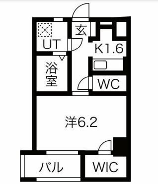 ウォームスヴィル神戸元町JP(1K/2階)の間取り写真