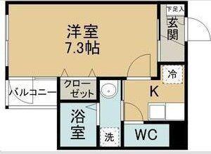 EXGRANDE長町1丁目(1K/1階)の間取り写真