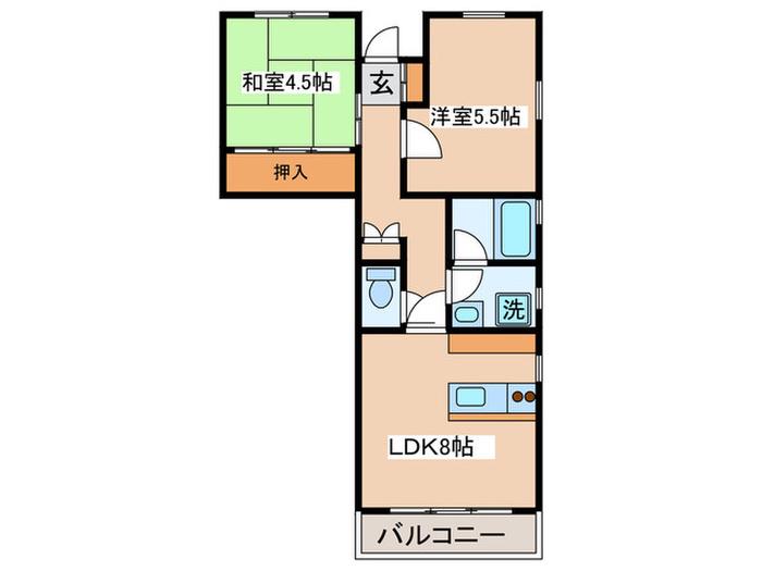 ビラ・サンセット(2LDK/1階)の間取り写真