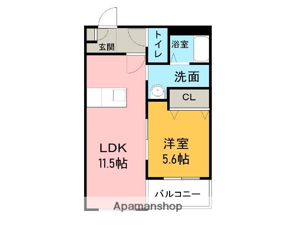 ハートフル21(1LDK/1階)の間取り写真