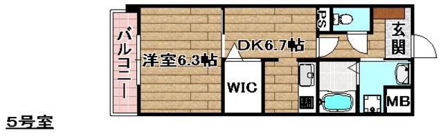 ソウジュ古曽部(1DK/1階)の間取り写真