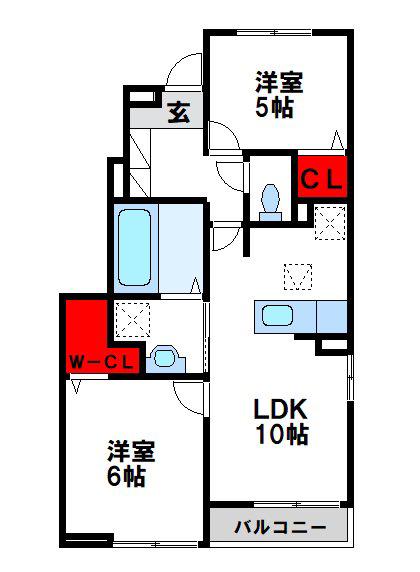 グランリオ(2LDK/1階)の間取り写真
