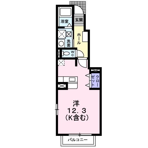 シェーネA(ワンルーム/1階)の間取り写真