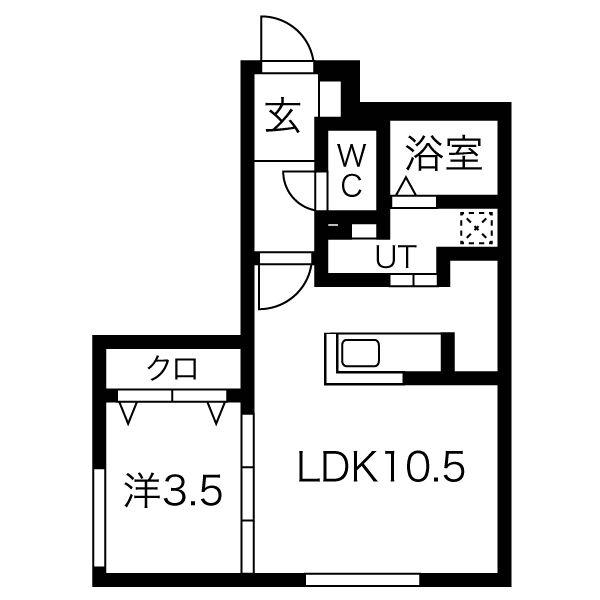 セレソン南郷(1LDK/2階)の間取り写真