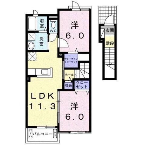 アイアン フラットI(2LDK/2階)の間取り写真