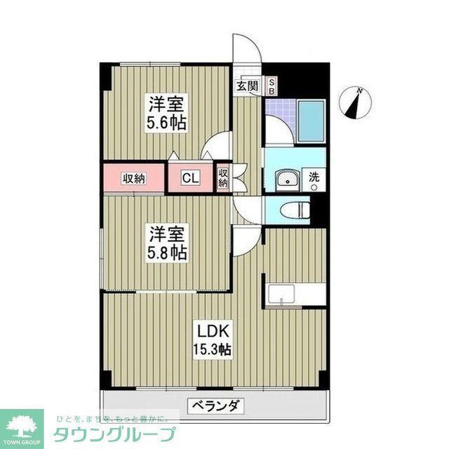 オーチャード(2LDK/4階)の間取り写真