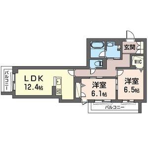 ラ グリシーヌ(2LDK/2階)の間取り写真