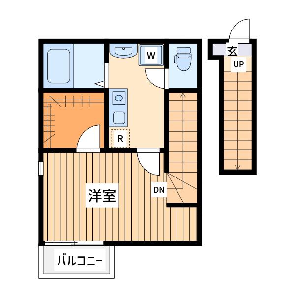 オープン ライズ府中小柳 1(1K/2階)の間取り写真
