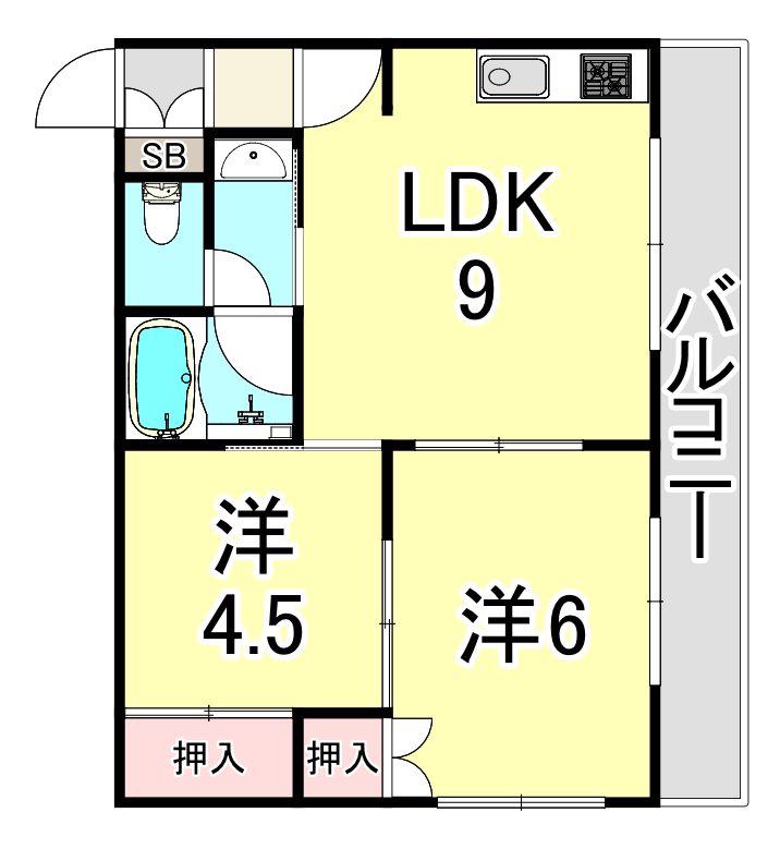 メゾン ド レグルス(2LDK/3階)の間取り写真