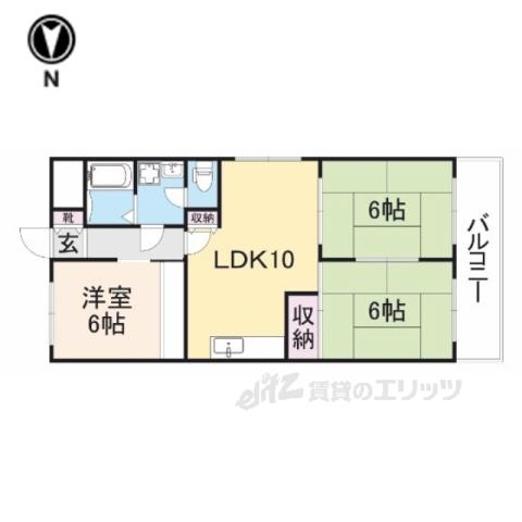 第6サンコウヒルズ西館(3LDK/4階)の間取り写真