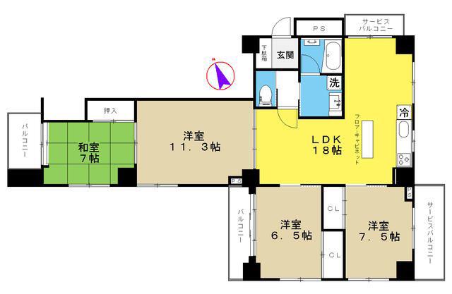 総建メゾン三幸(4LDK/5階)の間取り写真