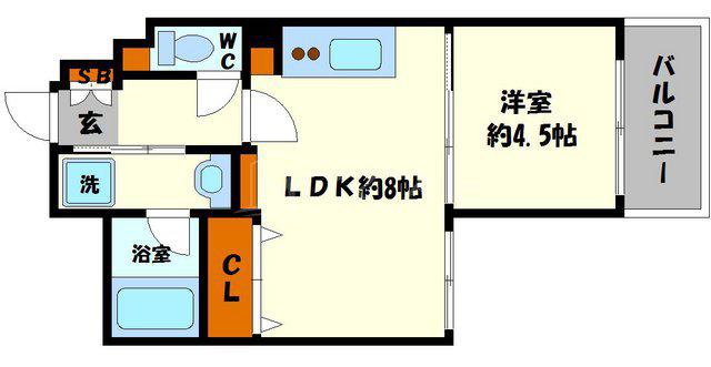 イグレック南本町(1DK/7階)の間取り写真