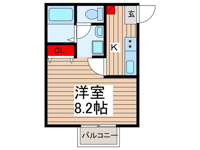 グランデ的場(1K/2階)の間取り写真