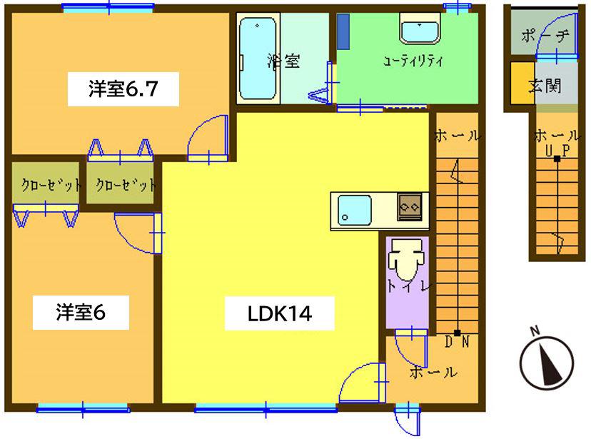ディオスタンザ(2LDK/2階)の間取り写真
