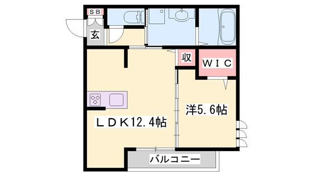 さくら東姫路(1LDK/2階)の間取り写真