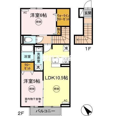 D-ROOM朝倉新町(2LDK/2階)の間取り写真