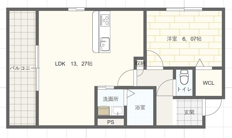 エレアージュ姫路駅南(1LDK/2階)の間取り写真