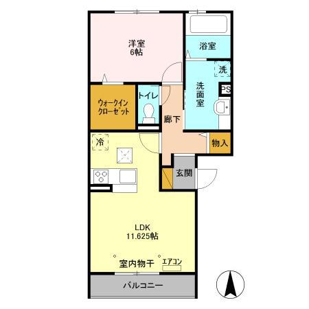 VERDEA棟(1LDK/1階)の間取り写真