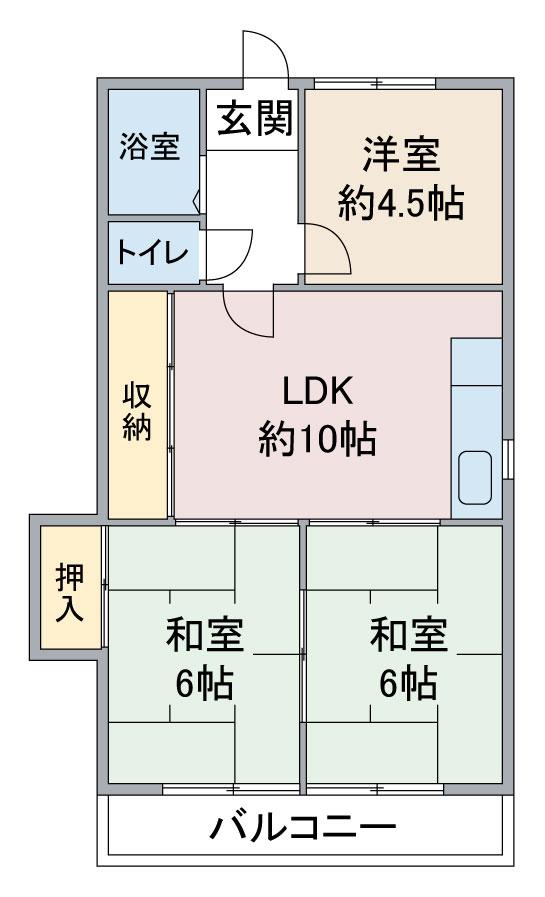 第2コーポ柴田(3LDK/3階)の間取り写真