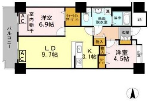 品川シーサイドビュータワーI(2LDK/24階)の間取り写真