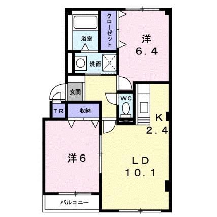 ジェルメ上野(2LDK/1階)の間取り写真