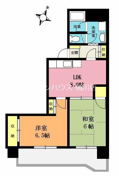 桶川中央マンション(2LDK/5階)の間取り写真