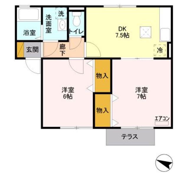 セジュール西堀I(2DK/1階)の間取り写真