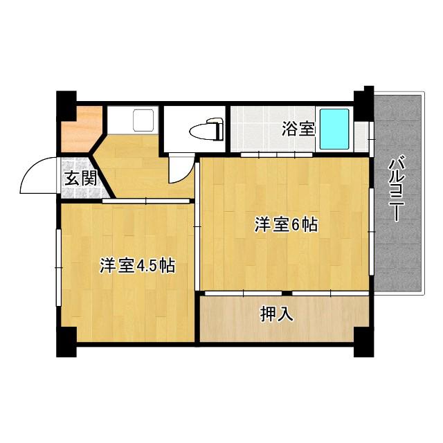 ビレッジハウス木戸5号棟(2DK/2階)の間取り写真
