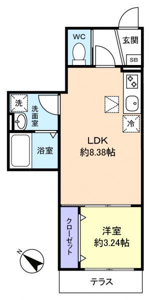 AJ八千代緑が丘(1LDK/1階)の間取り写真