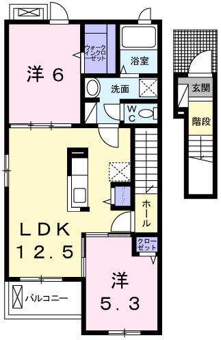 テイルウィンド(2LDK/2階)の間取り写真
