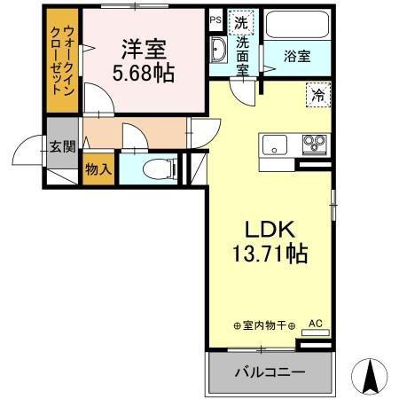グランメールC(1LDK/2階)の間取り写真