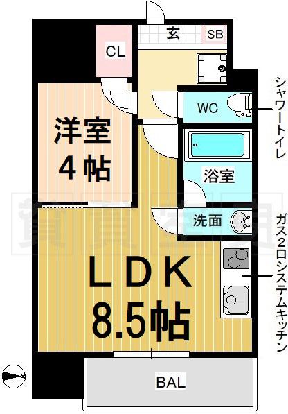 LASANTE東別院(1LDK/14階)の間取り写真
