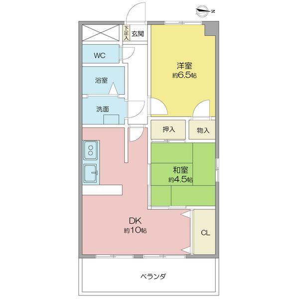 マーブルアサイ(2LDK/5階)の間取り写真